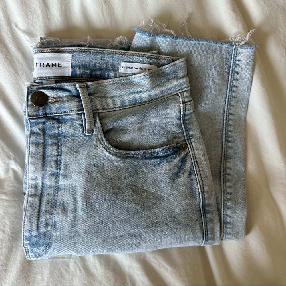 Frame Le Sylie Blue Straight Leg Jeans